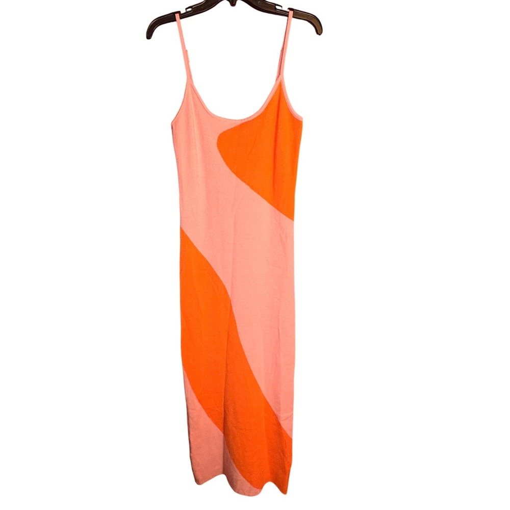 Y2K Pink Orange Swirl Knit‎ Midi Dress | Pucci Inspired Resort Bodycon